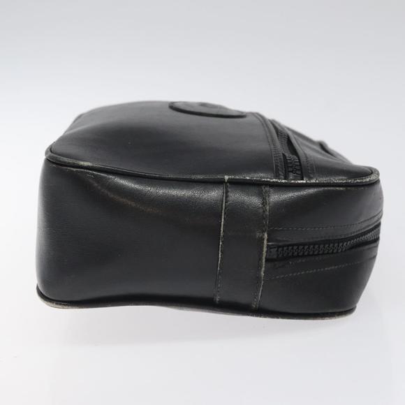 CELINE Clutch Bag Leather Black Auth nb304
